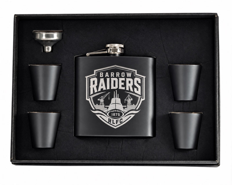 Barrow Raiders 6oz Hip Flask with Shot Cups