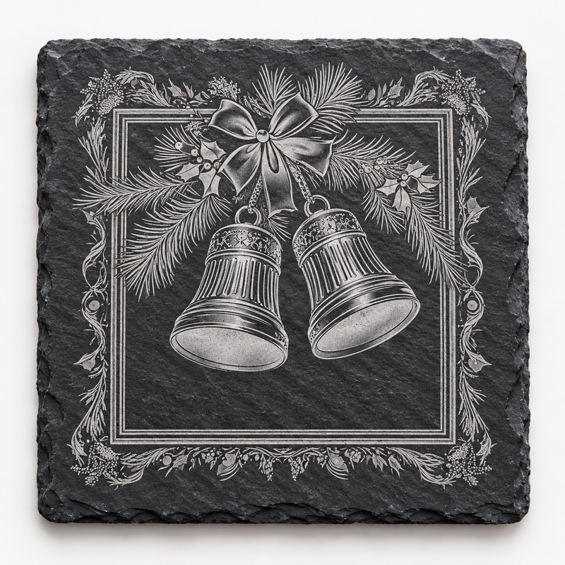 Christmas Bells Slate Coaster