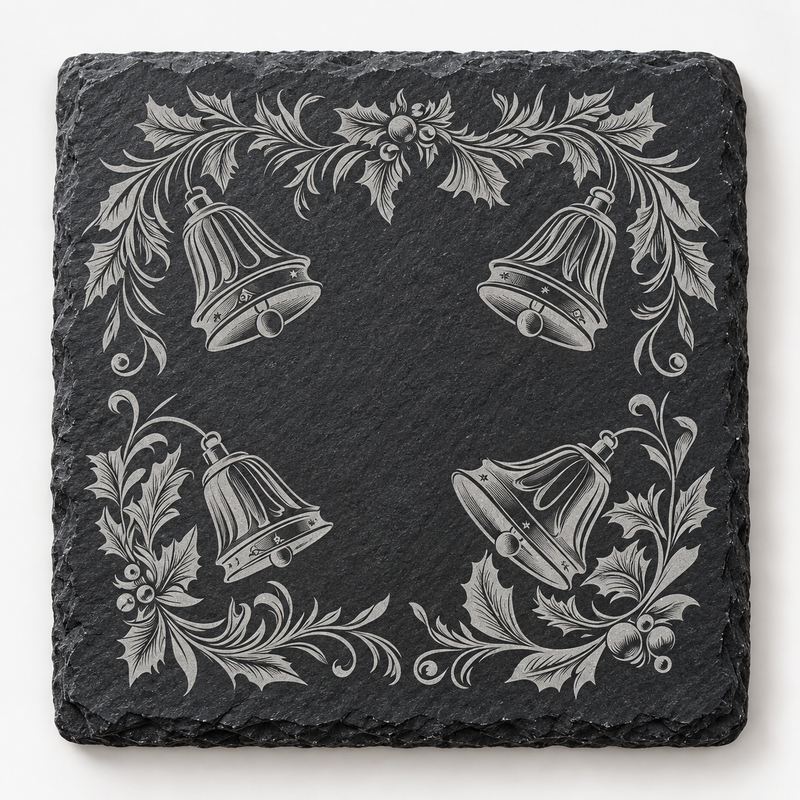Four Christmas Bells Slate Coaster