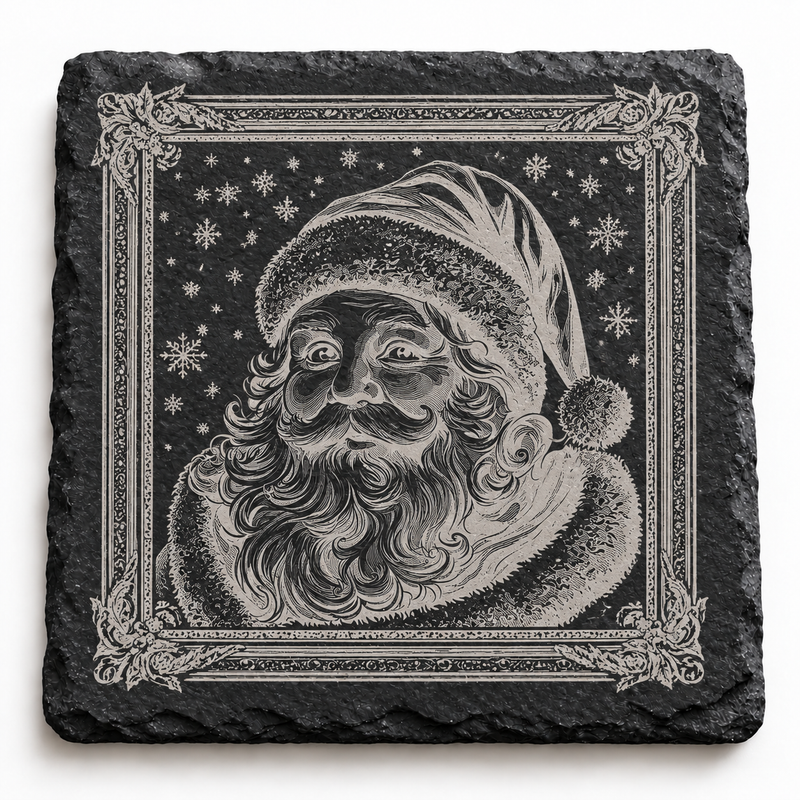 Framed Santa Christmas Slate Coaster