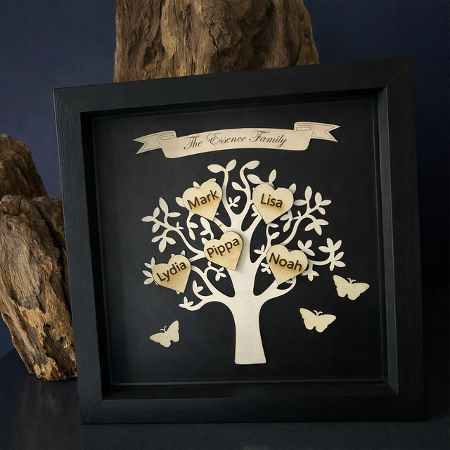 Personalised Family Tree Shadow Box – 9” x 9”