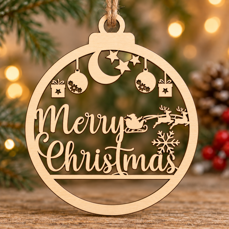 Merry Christmas Laser Cut Bauble