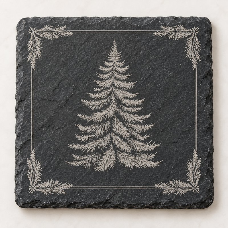 Minimal Christmas Tree Slate Coaster