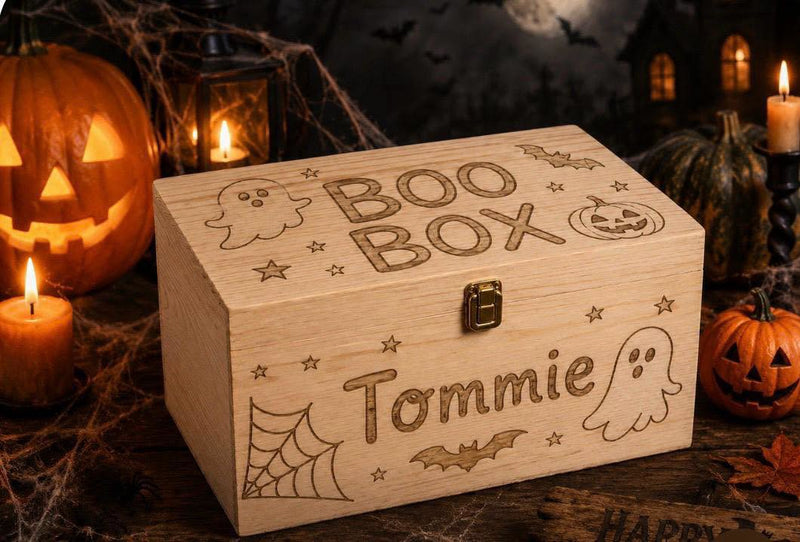 Personalised wooden Halloween Boo Box