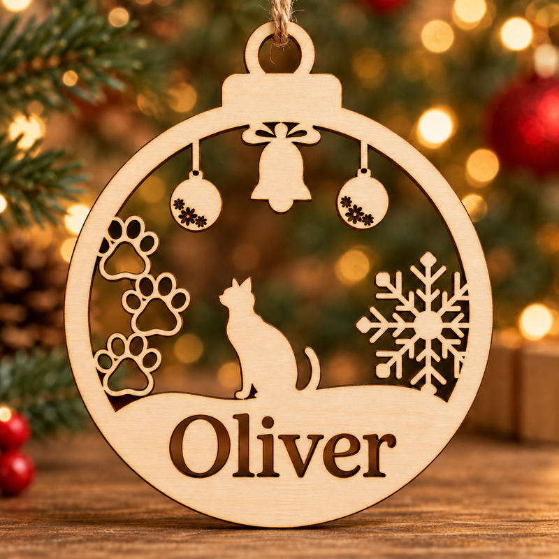 Personalised Cat Paw Christmas Bauble