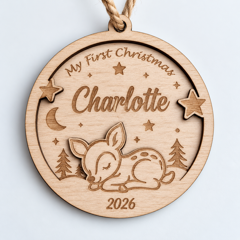 Personalised Deer First Christmas Bauble 2026