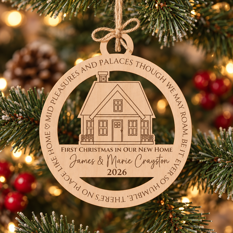 Personalised First Christmas in Our New Home wooden bauble
