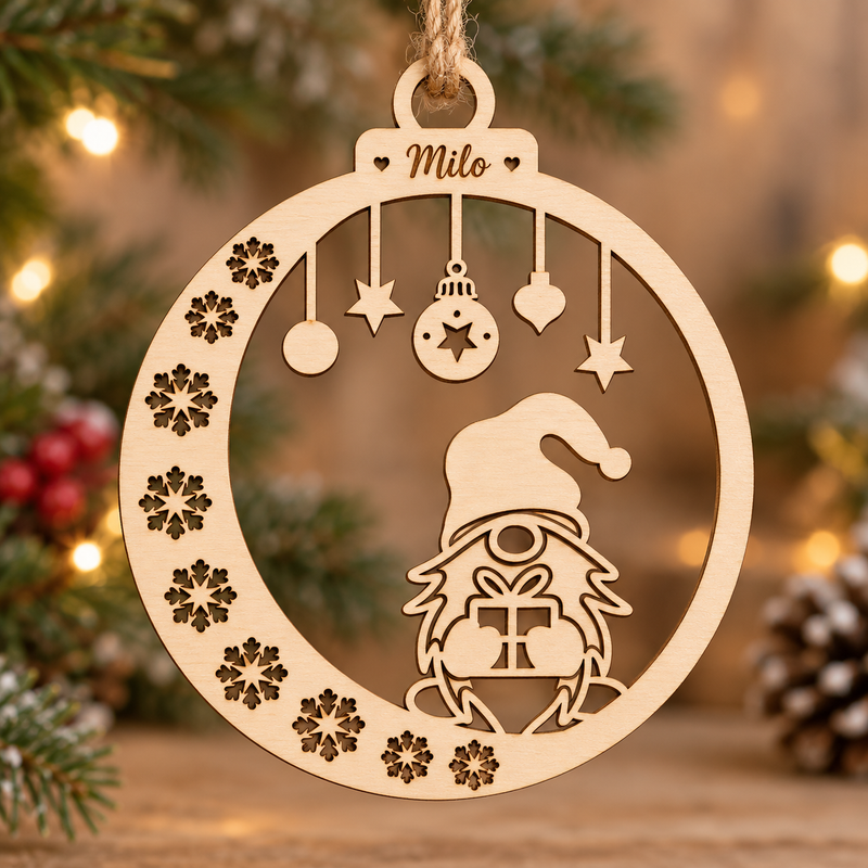 Personalised Christmas Gnome Gift Bauble