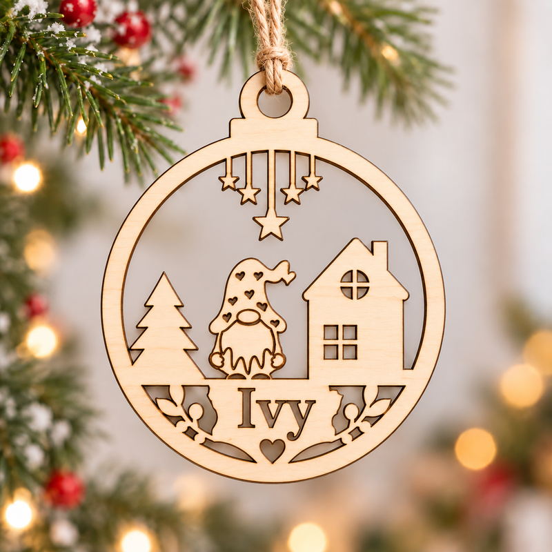 Personalised Christmas Gnome House Bauble