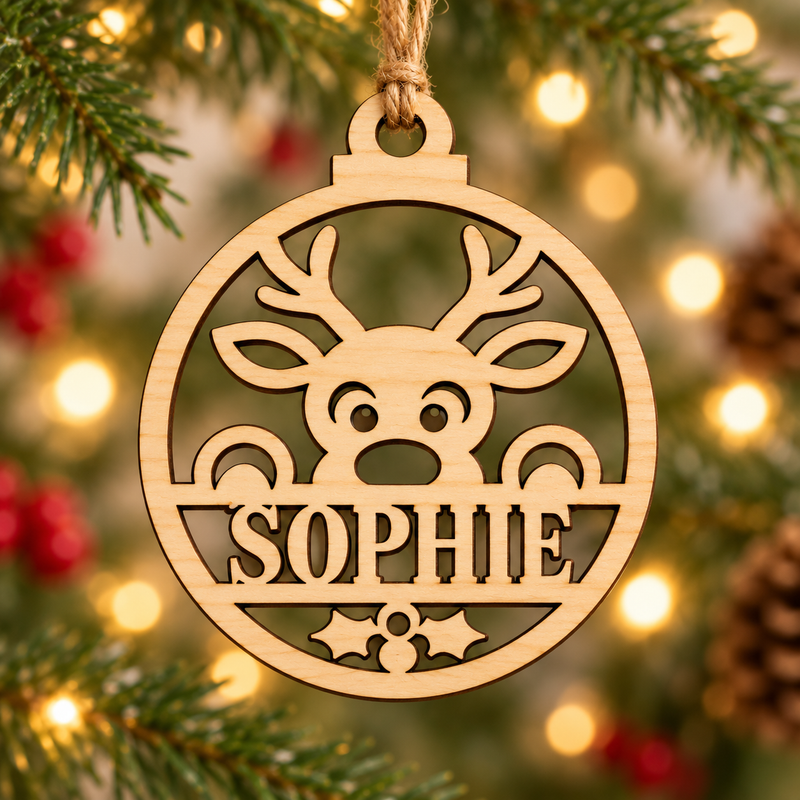 Personalised Reindeer Christmas Bauble