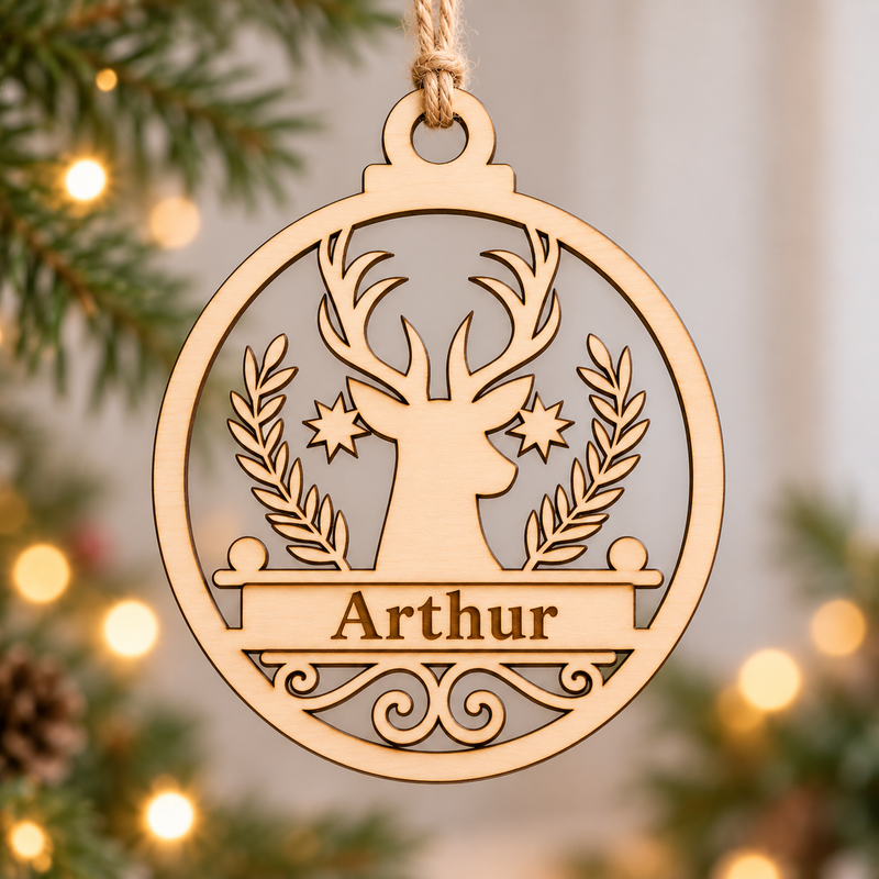 Personalised Reindeer Crest Christmas Bauble