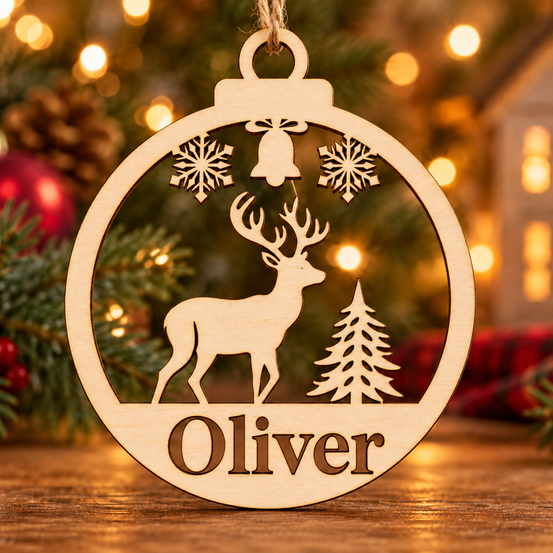 Personalised Stag & Bell Christmas Bauble