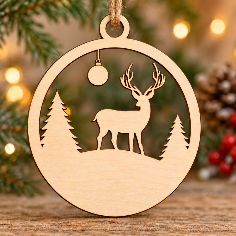 Personalised Stag Woodland Christmas Bauble