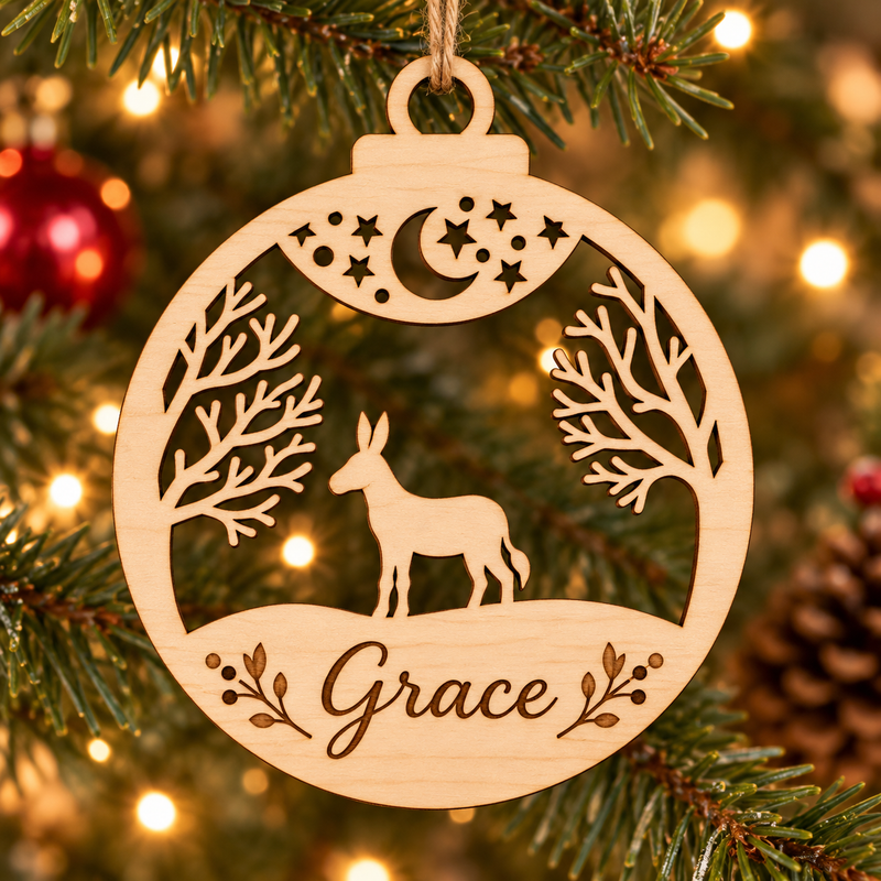Personalised Woodland Deer Christmas Bauble