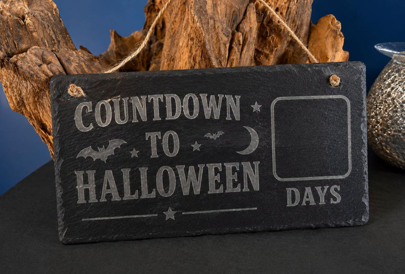 Slate countdown to Halloween sign