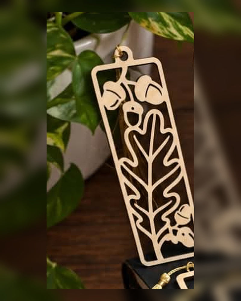 Tulip and floral engraved wooden bookmark