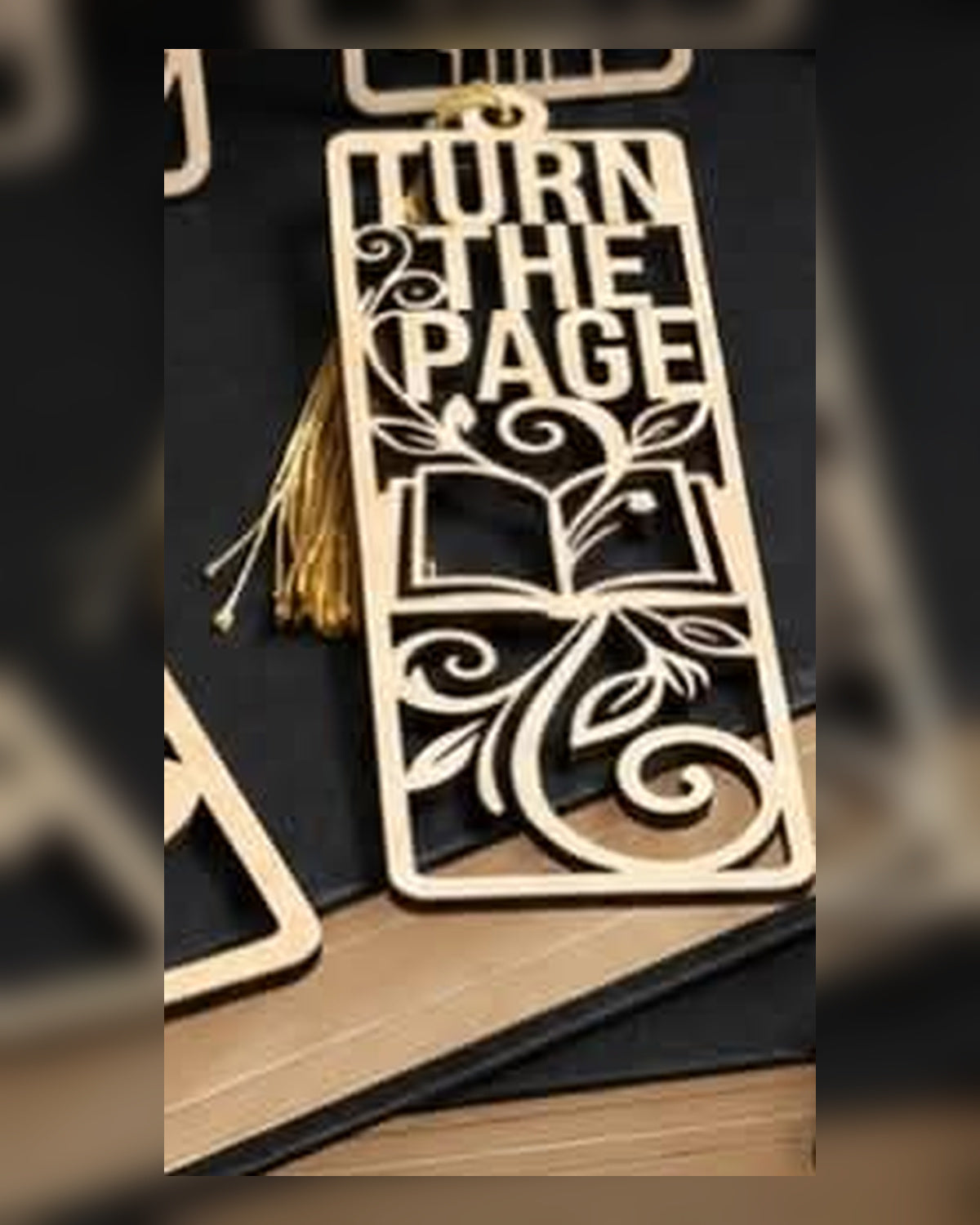 Turn the Page engraved wooden bookmark