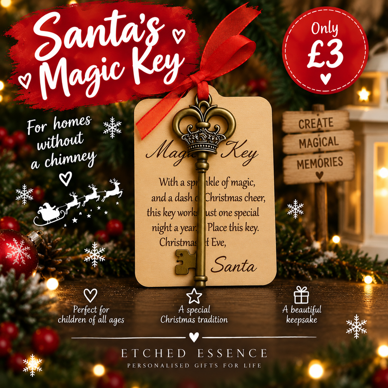 Santa's Magic Key engraved wooden Christmas Eve keepsake