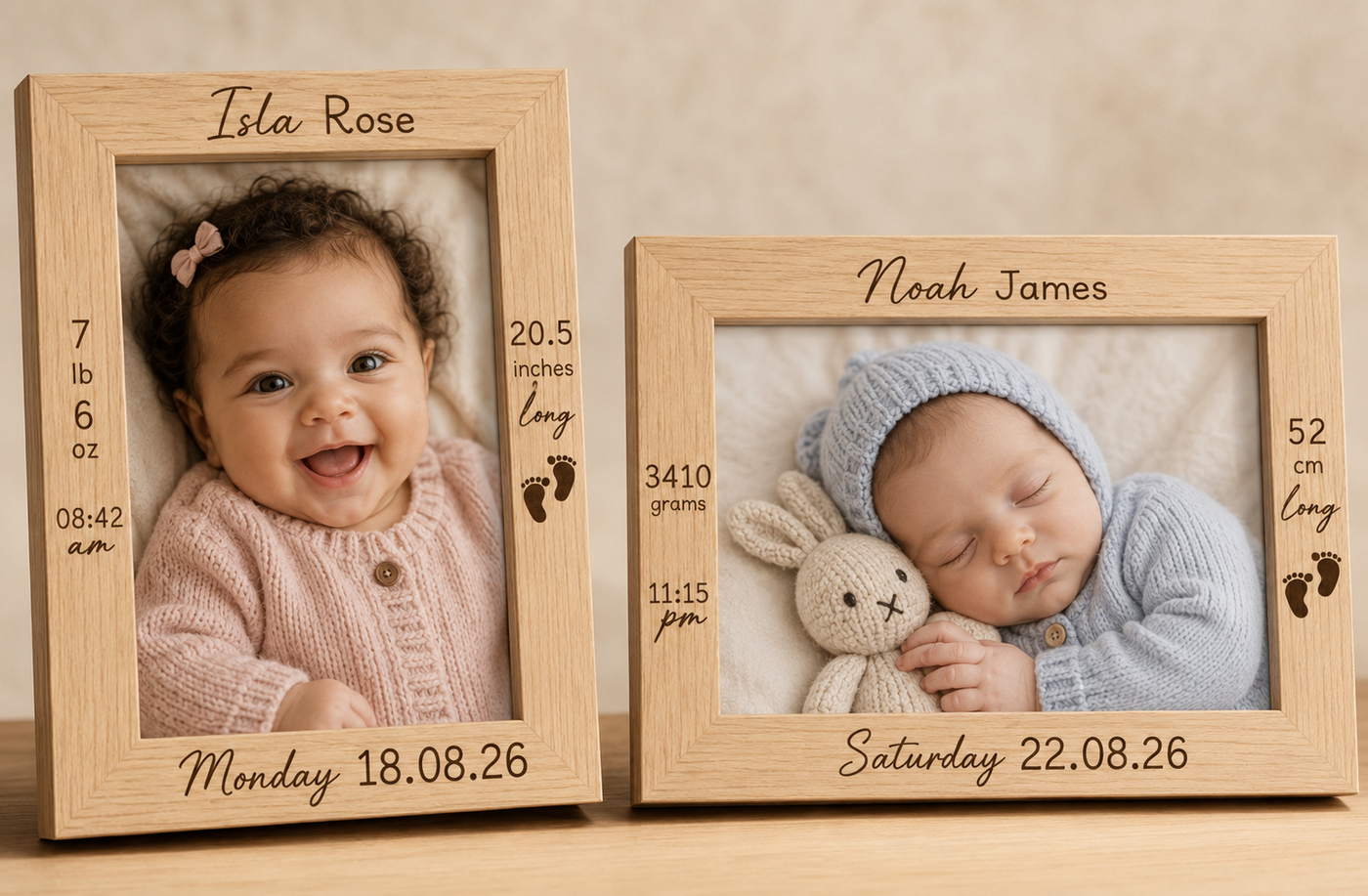 Personalised Engraved Baby Birth Details Photo Frame (7x5)