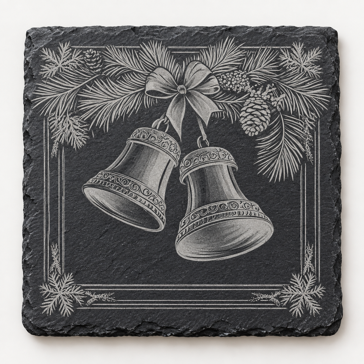 Christmas Bells & Pine Slate Coaster