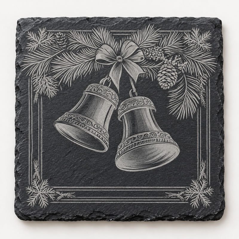 Christmas Bells & Pine Slate Coaster