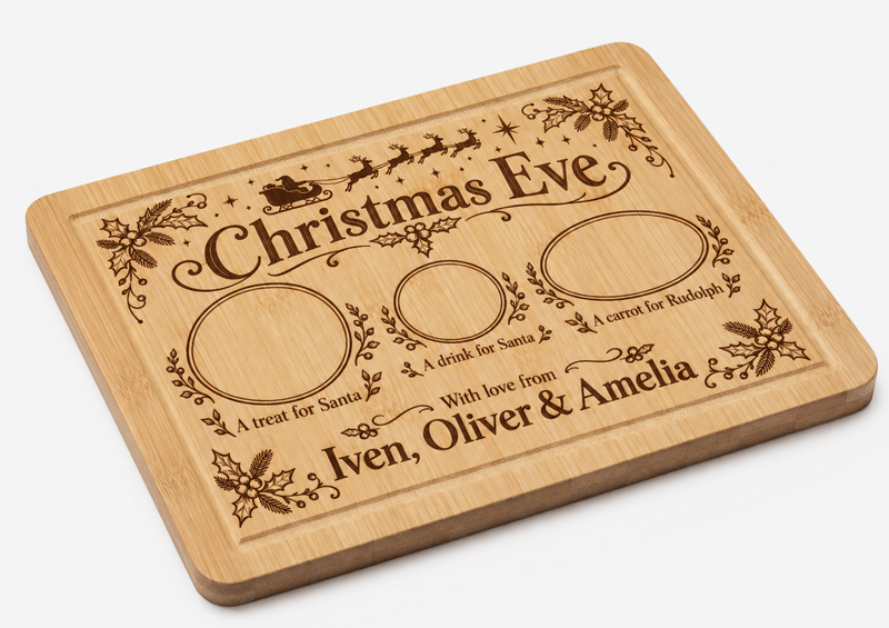 Traditional Holly personalised Christmas Eve board