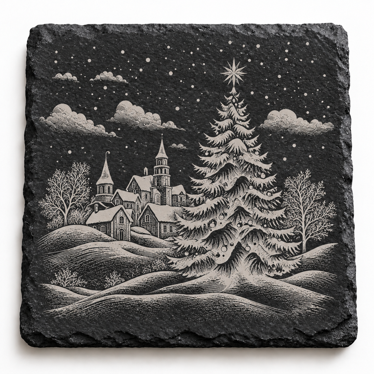 Christmas Village Slate Coaster