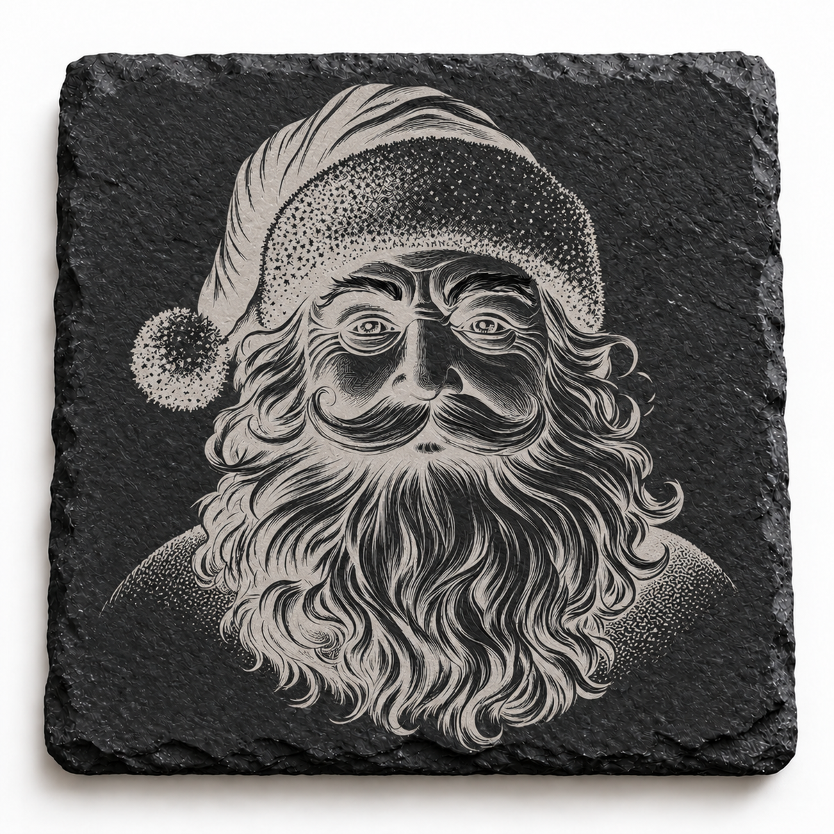Classic Santa Portrait Christmas Slate Coaster
