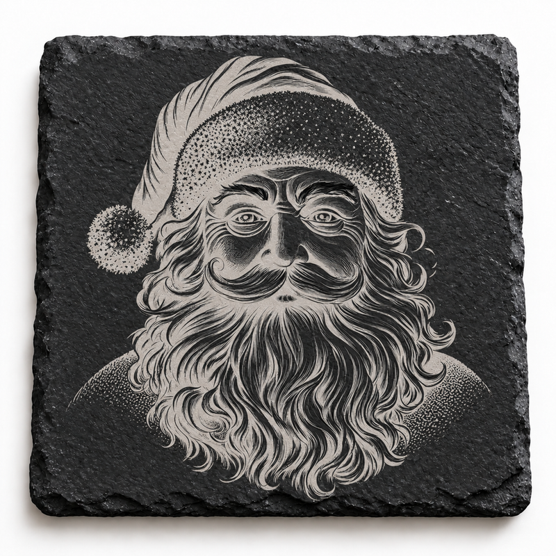 Classic Santa Portrait Christmas Slate Coaster
