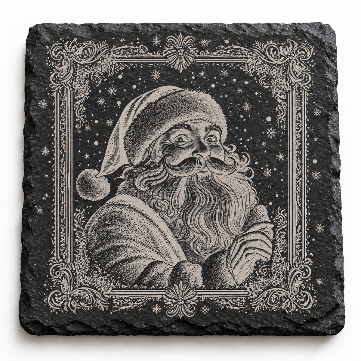 Decorative Santa Portrait Christmas Slate Coaster