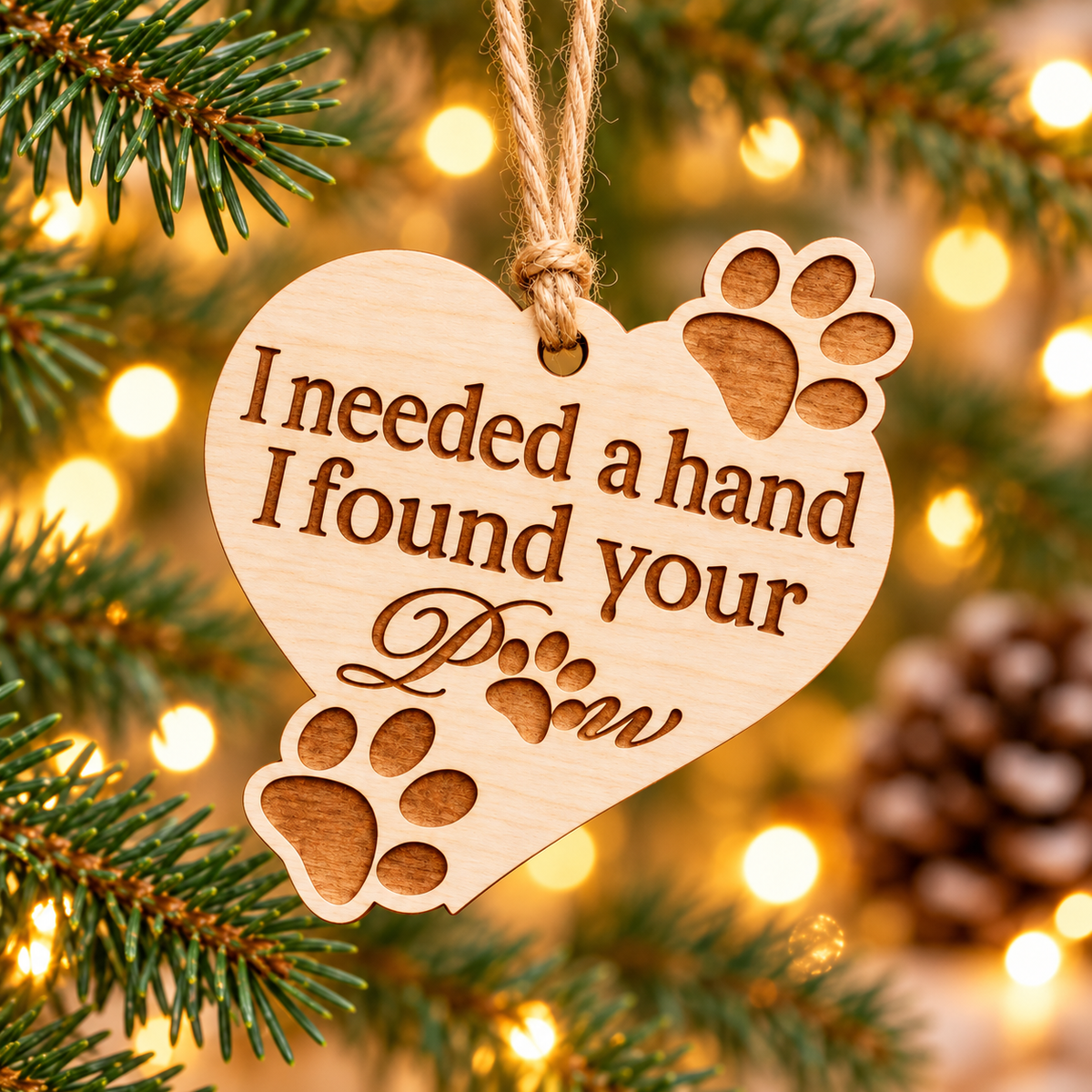 I needed a hand I found your Paw wooden Christmas bauble