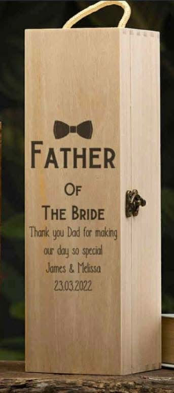 Personalised standard wooden wedding wine presentation box
