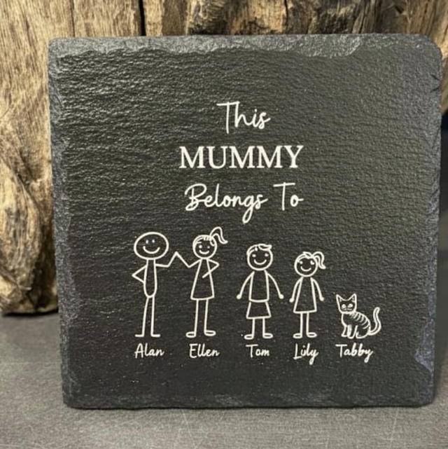 Personalised Mother’s Day Slate Plaque – This Mummy Belongs To – Family & Pet Gift