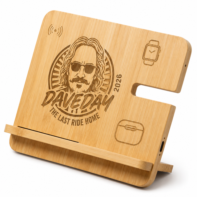 Dave Day 2026 Bamboo 3-in-1 Wireless Charger Stand 🏍️⚡