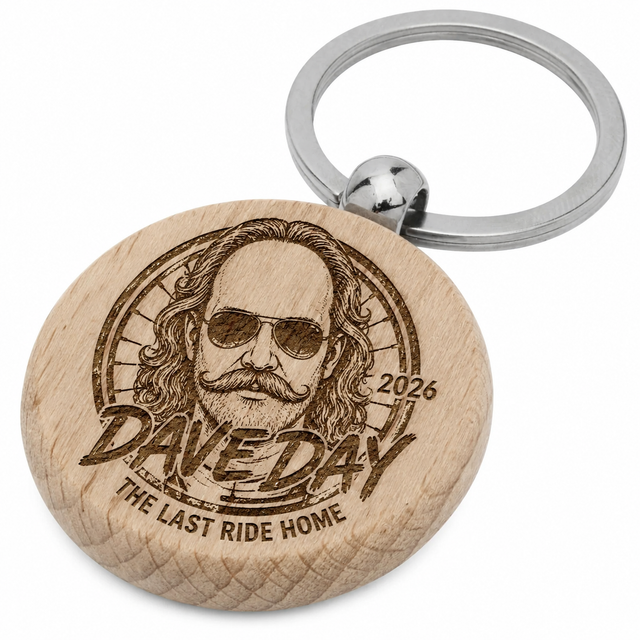 Dave Day 2026 Engraved Wooden Keyring 🏍️🔑