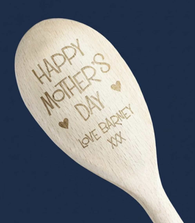 Personalised Engraved Wooden Spoon – Happy Mother’s Day Gift for Mum