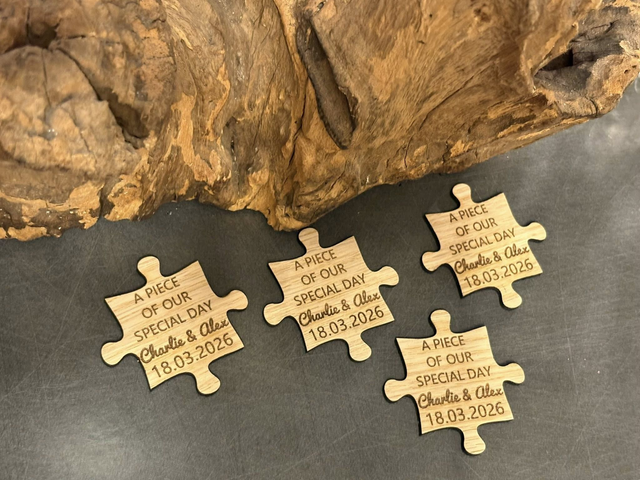 Personalised Wooden Puzzle Piece Wedding Favours
