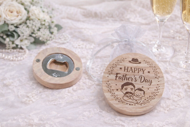 Father’s Day Engraved Wooden Bottle Opener Magnet