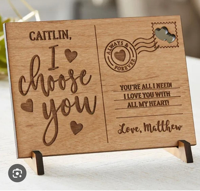 Personalised Wooden Postcard Plaque – “I Choose You”