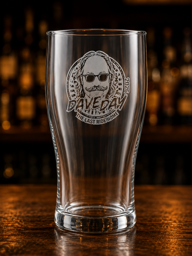 Dave Day 2026 Engraved Pint Glass 🍺🏍️