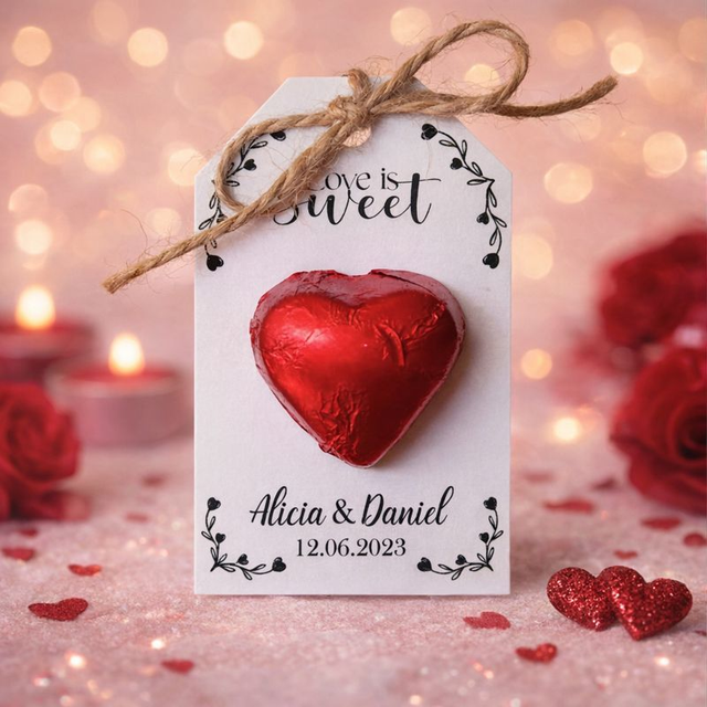 Personalised “Love Is Sweet” Chocolate Heart Tag