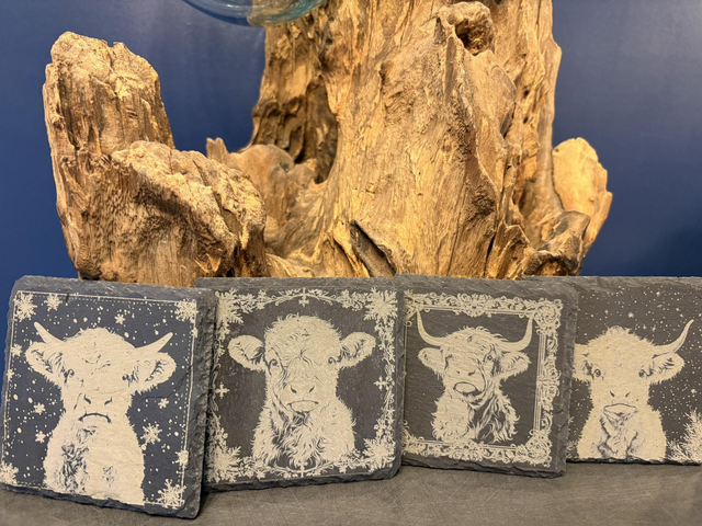 4 x Christmas Slate Coasters