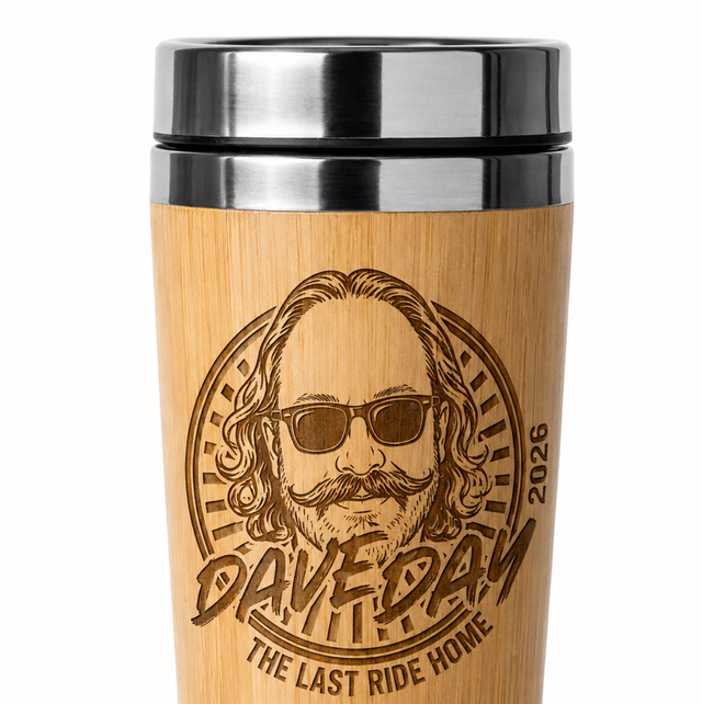 Dave Day 2026 Engraved Bamboo Travel Cup ☕🏍️