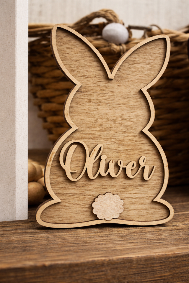 Personalised Wooden Easter Bunny Name Plaque 🐰🌸