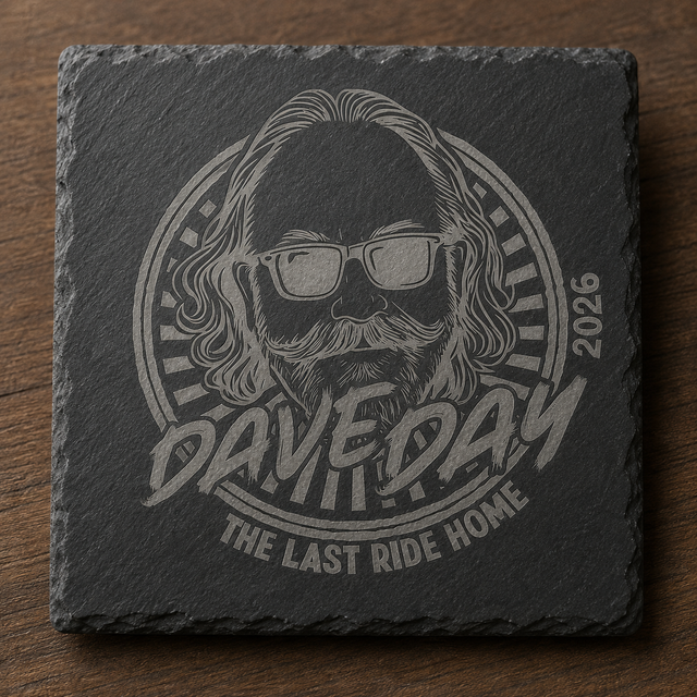 Dave Day 2026 Square Slate Coaster 🏍️🍺