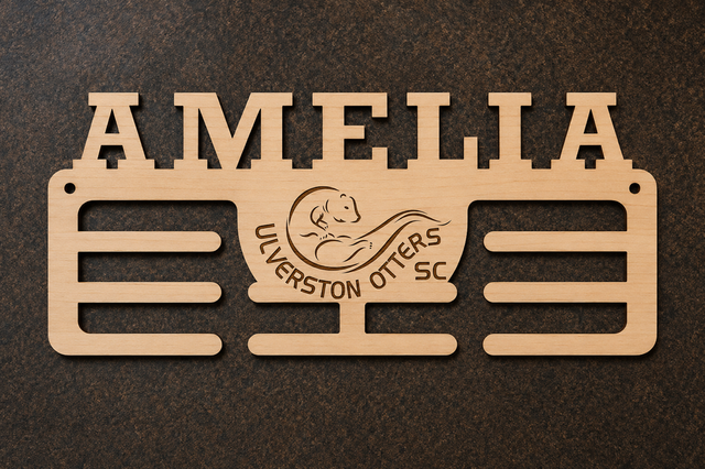 Personalised Ulverston Otters SC Wooden Medal Hanger