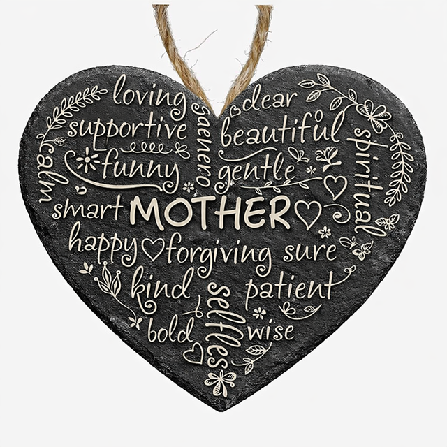 Engraved Slate Heart – “Mother” Word Art Design