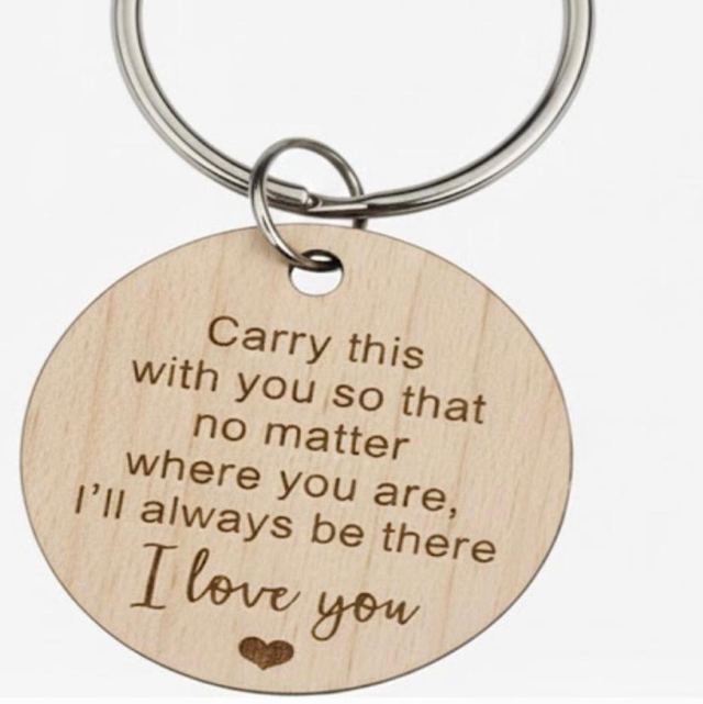 Personalised Wooden Keyring – “Carry This With You”