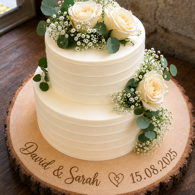 Personalised Rustic Wooden Cake Stand