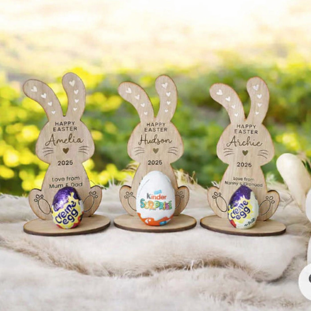 Personalised Wooden Easter Bunny Egg Holder 🐰🥚